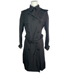 Norma Kamali‎ Women's Double Breasted Trench Coat, Black, XS, fits like Medium